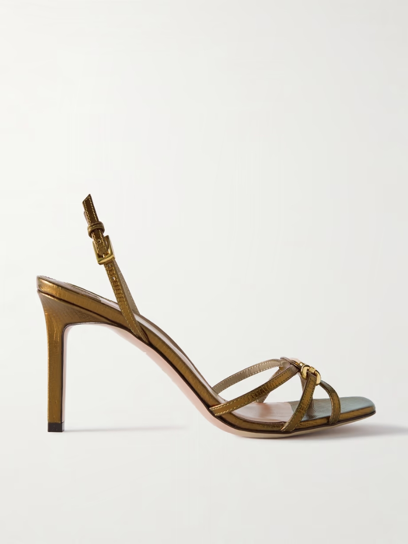 Whitney embellished lizard-effect leather sandals Whitney embellished lizard-effect leather sandals