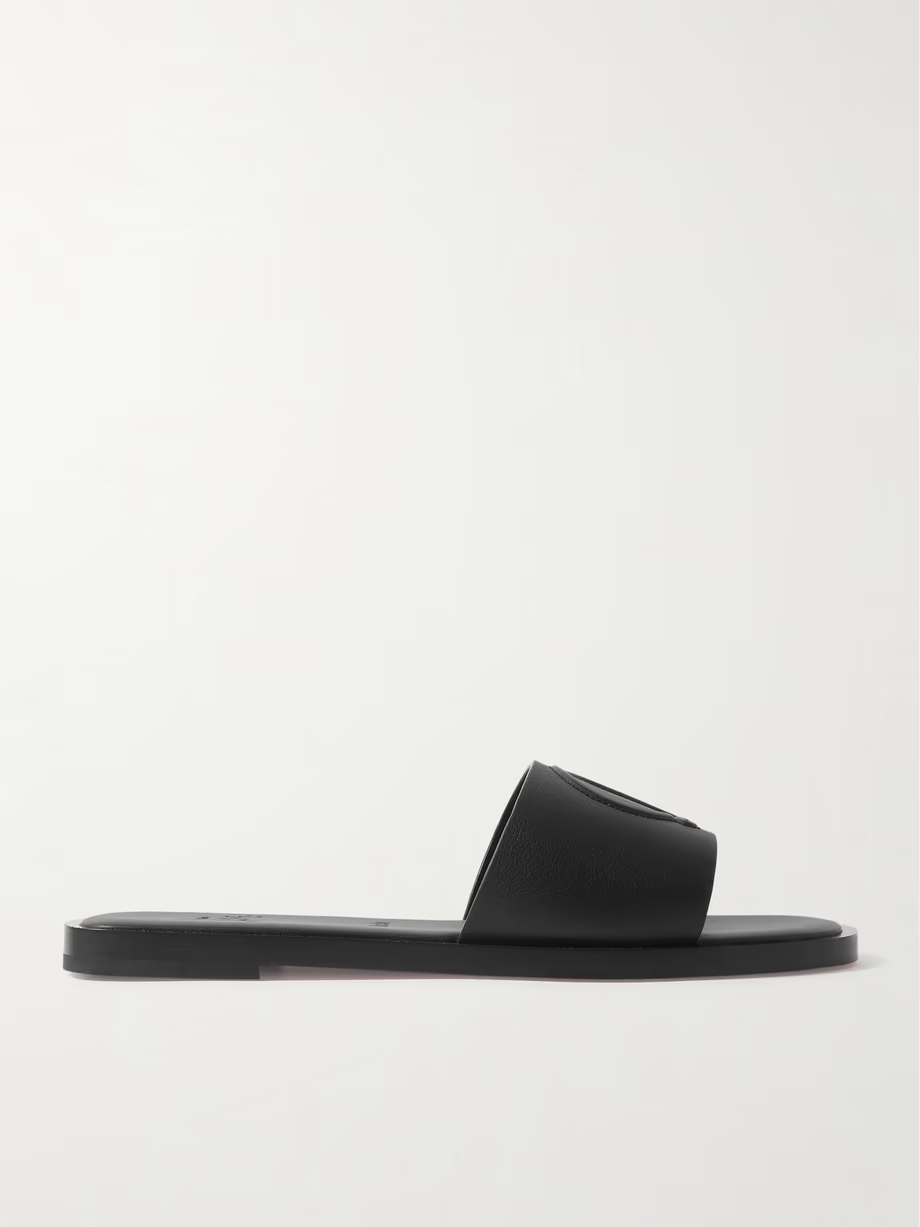CL logo-embossed leather slides CL logo-embossed leather slides
