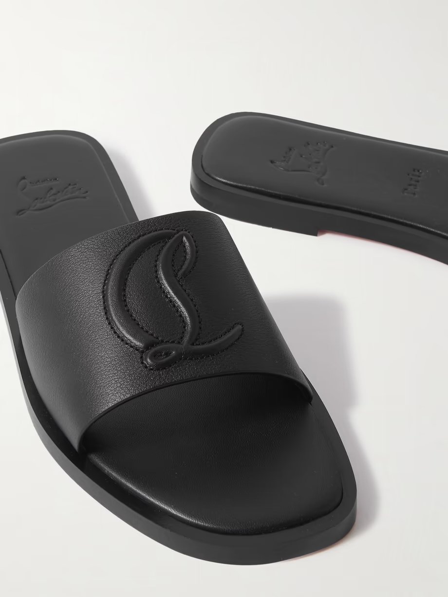CL logo-embossed leather slides CL logo-embossed leather slides