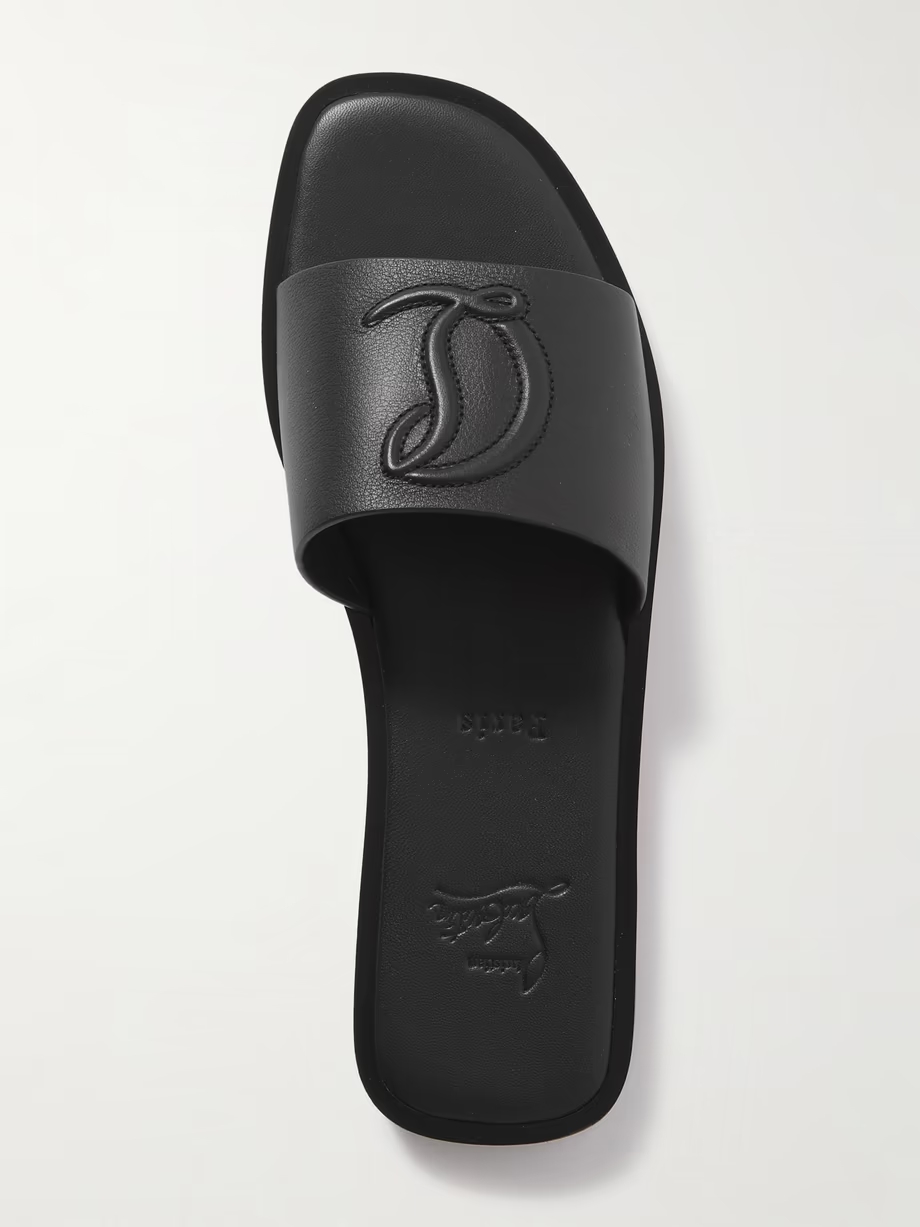 CL logo-embossed leather slides CL logo-embossed leather slides