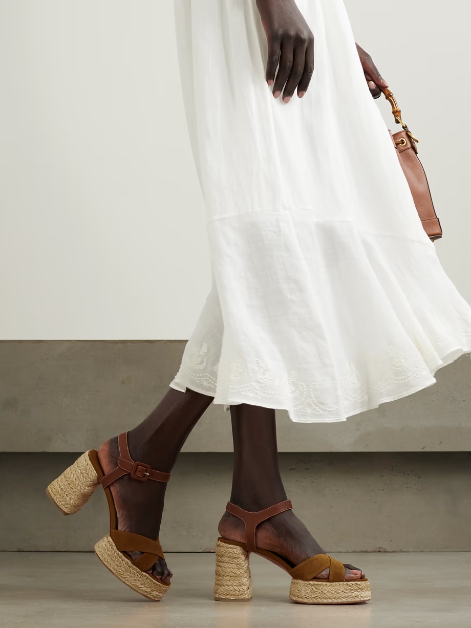 Calakala 70 leather and suede espadrille platform sandals Calakala 70 leather and suede espadrille platform sandals