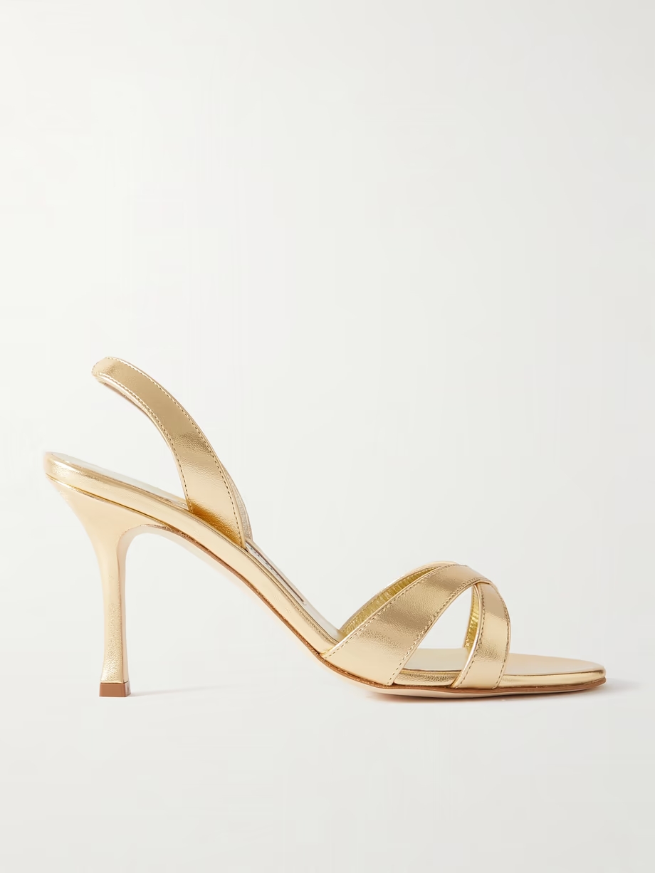 Callasli 90 metallic leather slingback sandals Callasli 90 metallic leather slingback sandals