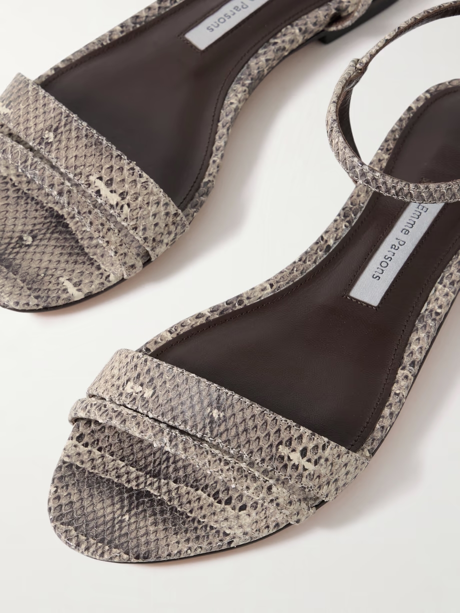 Simple snake-effect leather sandals Simple snake-effect leather sandals