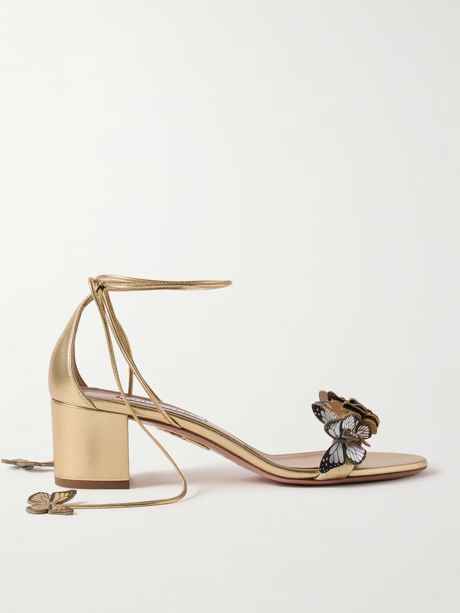 Papillon 50 embellished metallic leather sandals Papillon 50 embellished metallic leather sandals