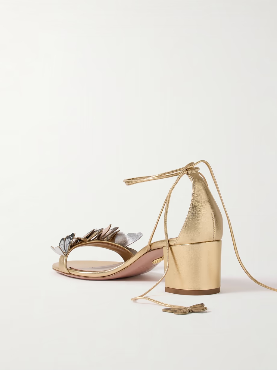 Papillon 50 embellished metallic leather sandals Papillon 50 embellished metallic leather sandals
