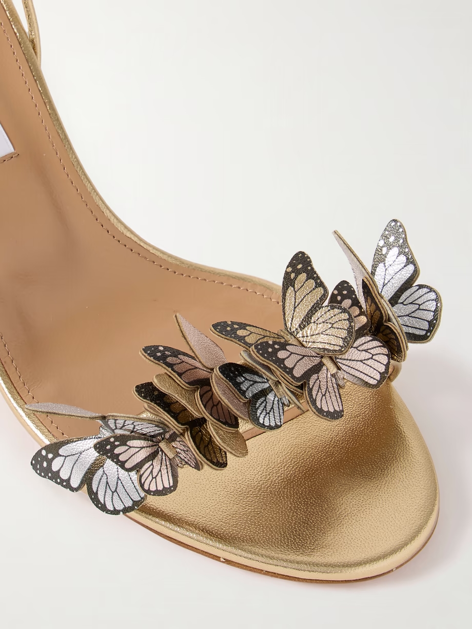 Papillon 50 embellished metallic leather sandals Papillon 50 embellished metallic leather sandals