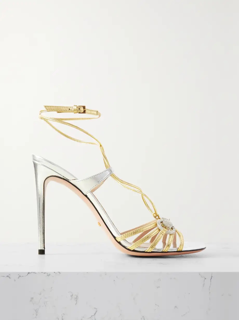 Whona crystal-embellished metallic leather sandals Whona crystal-embellished metallic leather sandals