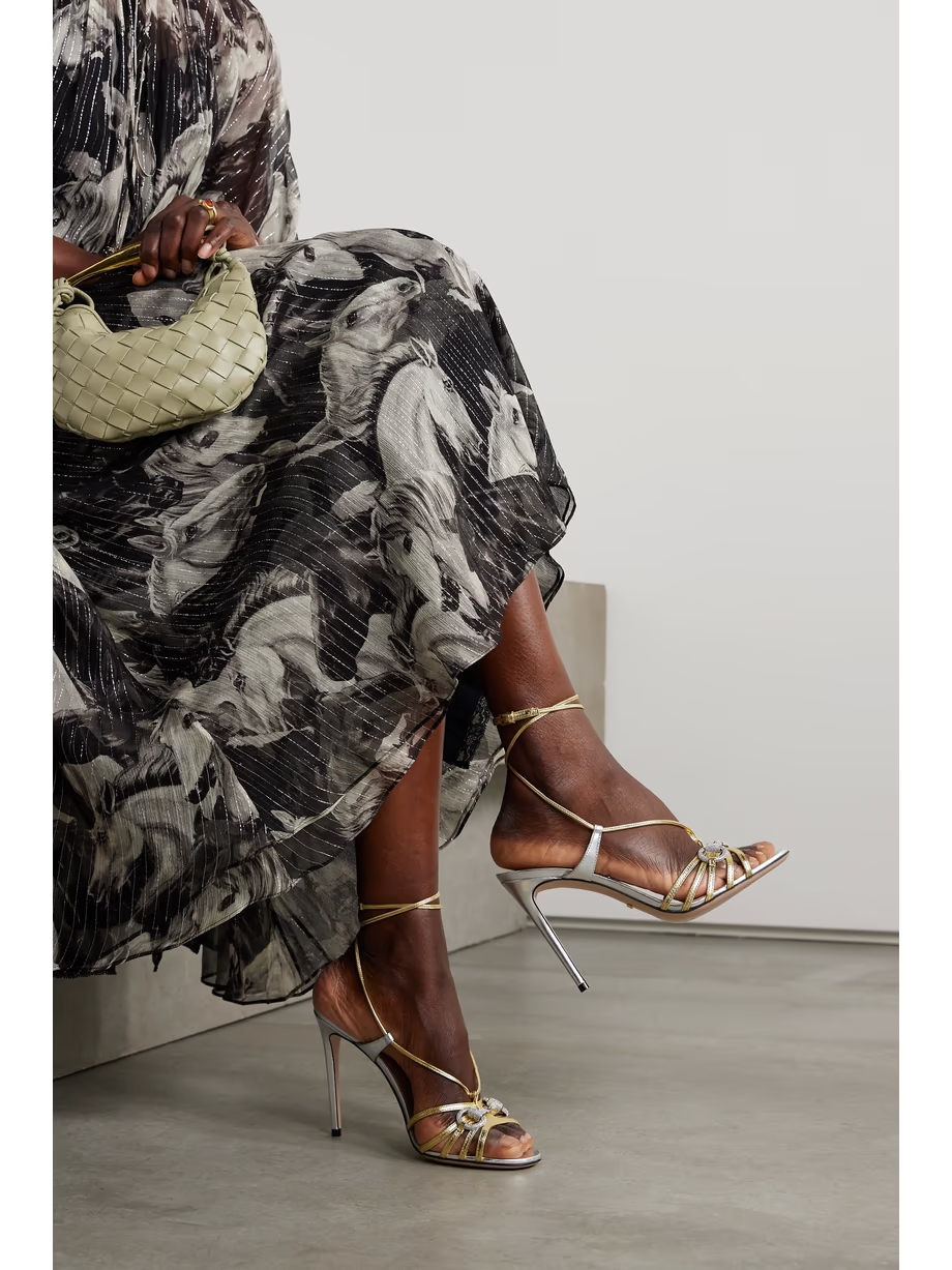 Whona crystal-embellished metallic leather sandals Whona crystal-embellished metallic leather sandals