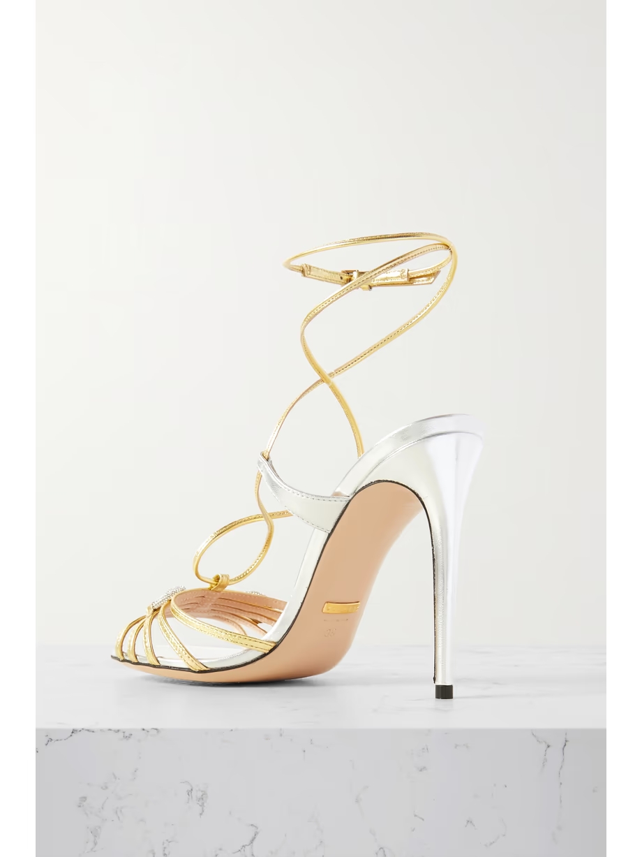 Whona crystal-embellished metallic leather sandals Whona crystal-embellished metallic leather sandals