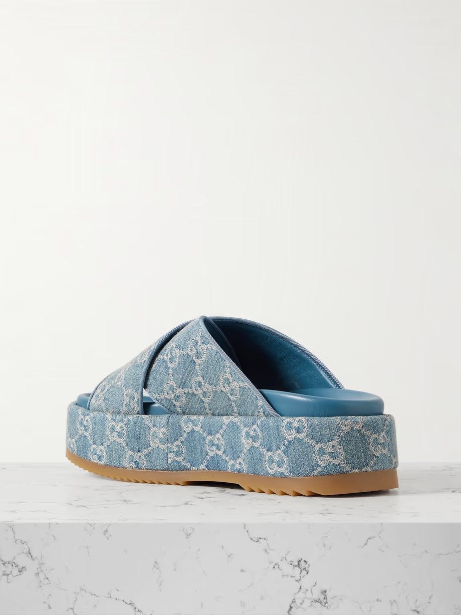 Angelina denim-jacquard platform slides Angelina denim-jacquard platform slides