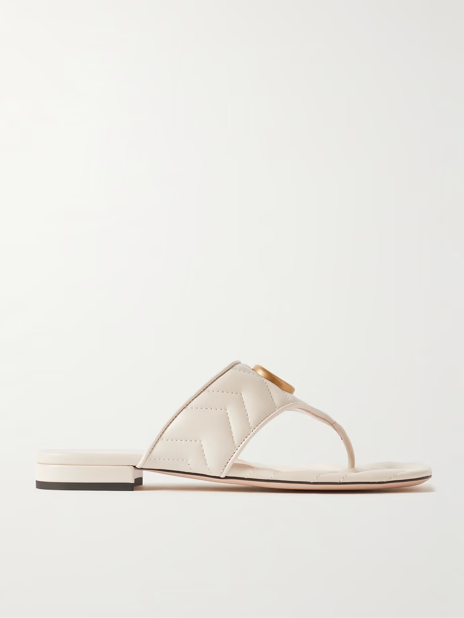 Marmont logo-embellished matelassé leather sandals Marmont logo-embellished matelassé leather sandals