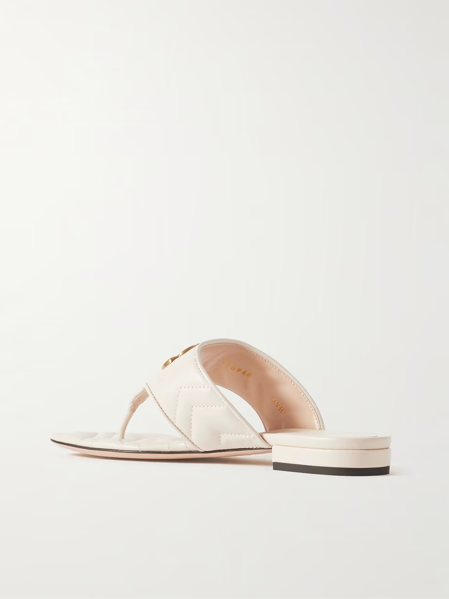 Marmont logo-embellished matelassé leather sandals Marmont logo-embellished matelassé leather sandals