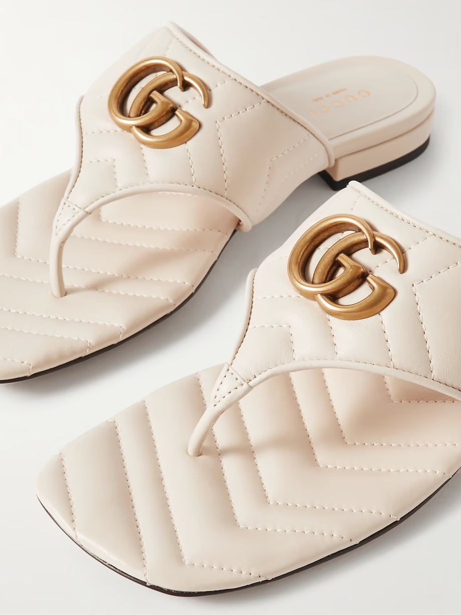Marmont logo-embellished matelassé leather sandals Marmont logo-embellished matelassé leather sandals