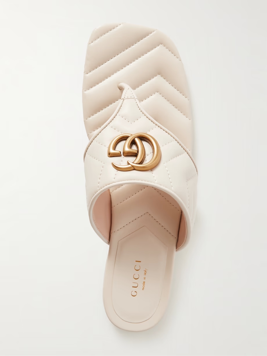 Marmont logo-embellished matelassé leather sandals Marmont logo-embellished matelassé leather sandals