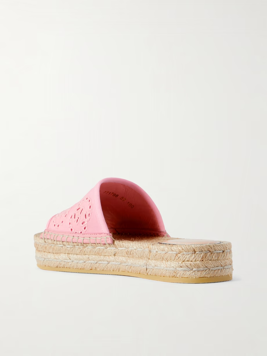 Damita broderie anglaise canvas espadrille platform slides Damita broderie anglaise canvas espadrille platform slides