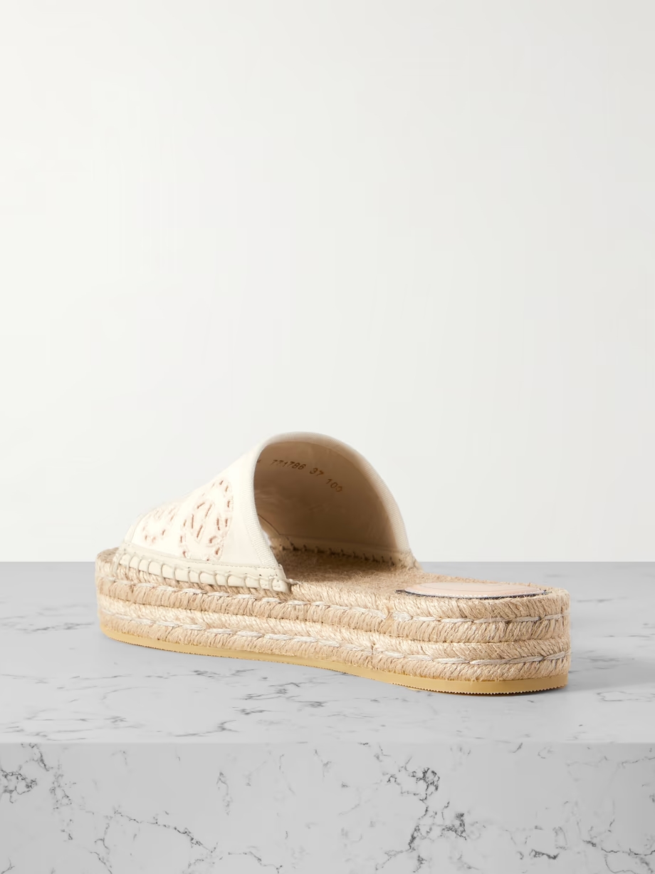Damita broderie anglaise canvas espadrille platform slides Damita broderie anglaise canvas espadrille platform slides