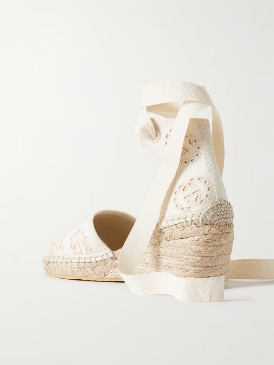 Damita broderie anglaise canvas espadrille wedge sandals Damita broderie anglaise canvas espadrille wedge sandals