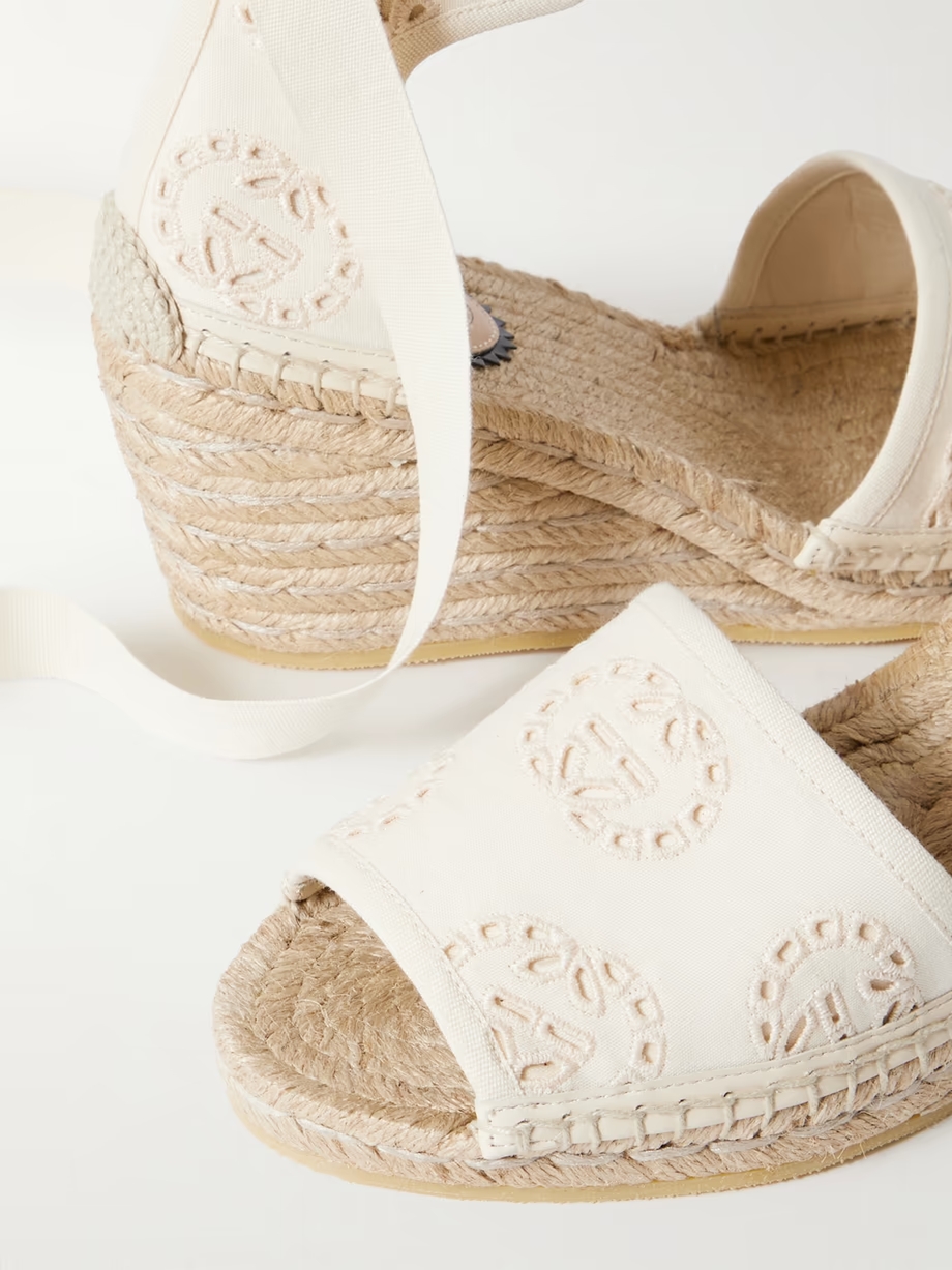 Damita broderie anglaise canvas espadrille wedge sandals Damita broderie anglaise canvas espadrille wedge sandals
