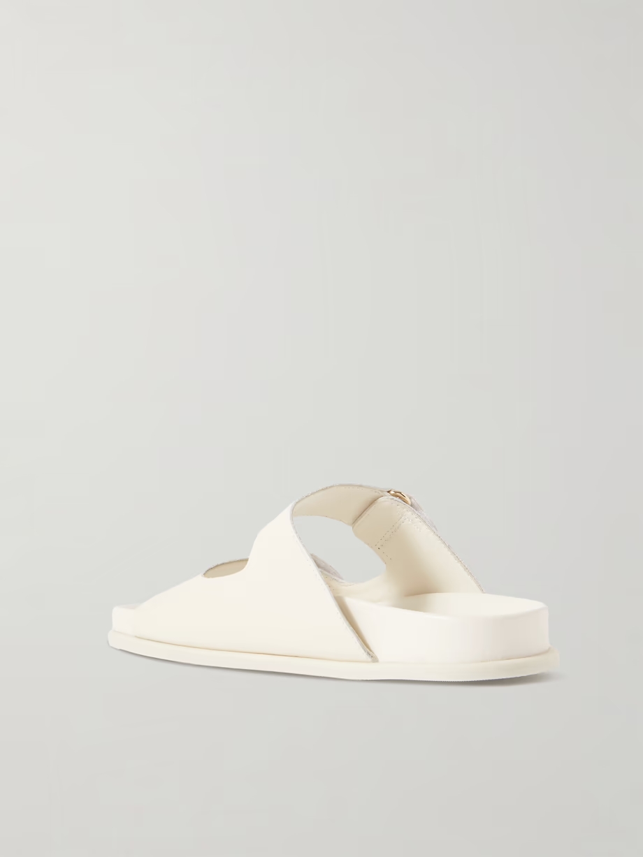 Fayence faux pearl-embellished leather slides Fayence faux pearl-embellished leather slides