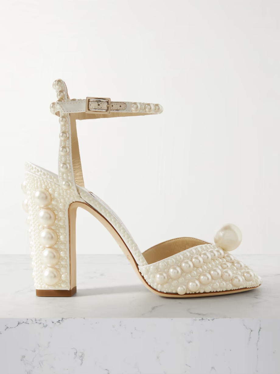 Sacaria 100 faux pearl-embellished satin sandals Sacaria 100 faux pearl-embellished satin sandals