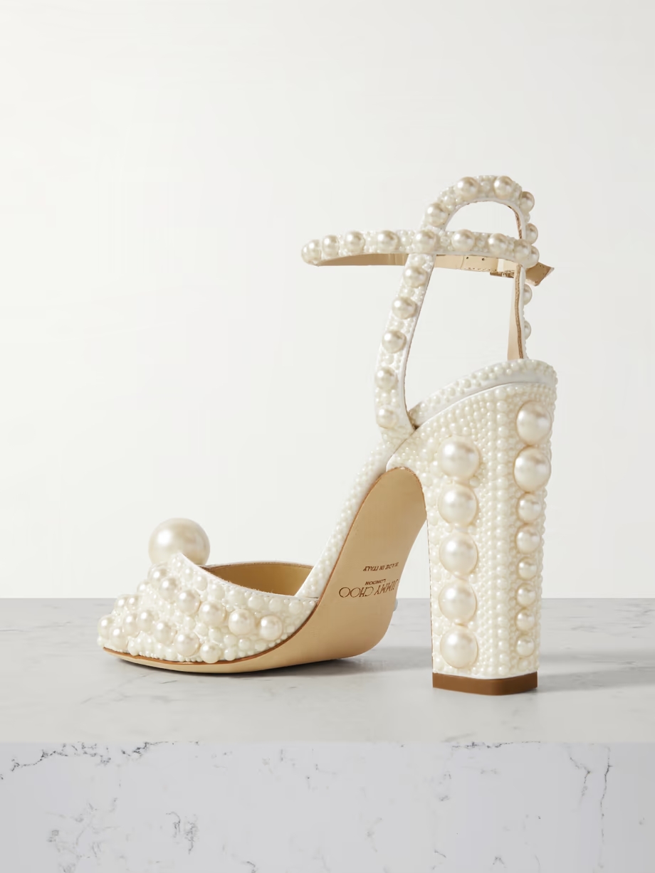 Sacaria 100 faux pearl-embellished satin sandals Sacaria 100 faux pearl-embellished satin sandals