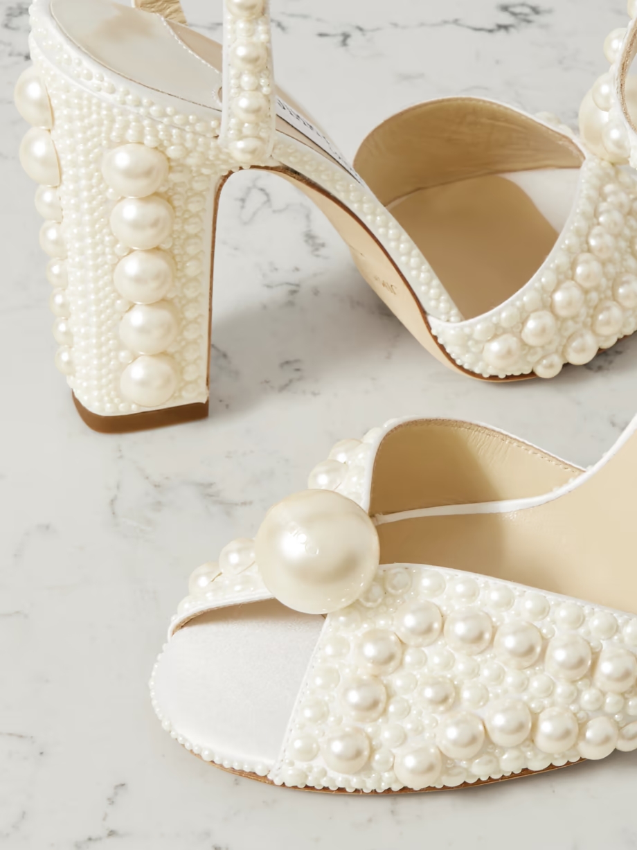 Sacaria 100 faux pearl-embellished satin sandals Sacaria 100 faux pearl-embellished satin sandals