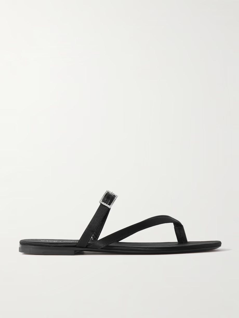 Laszlo buckle-embellished satin sandals Laszlo buckle-embellished satin sandals