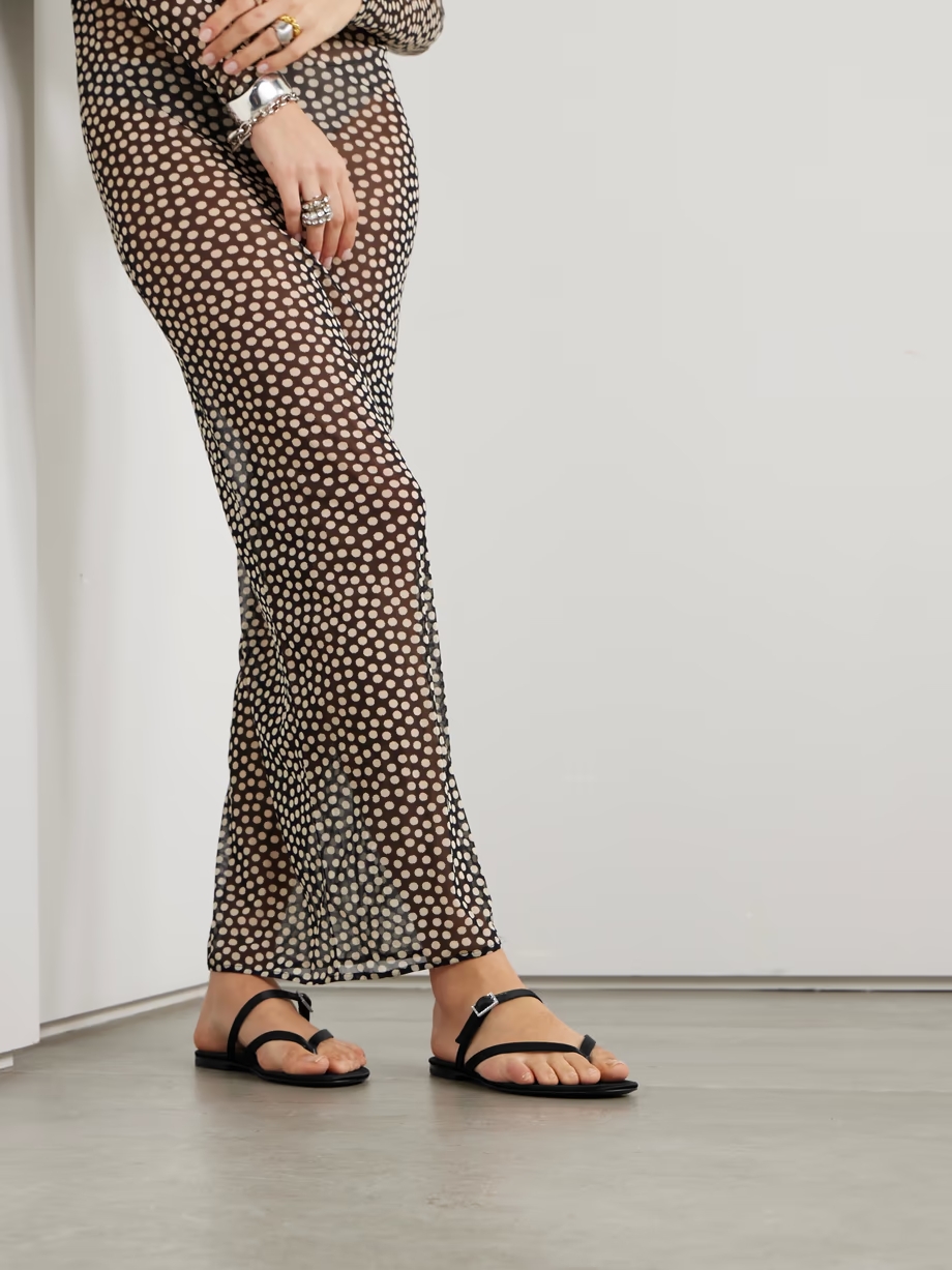 Laszlo buckle-embellished satin sandals Laszlo buckle-embellished satin sandals