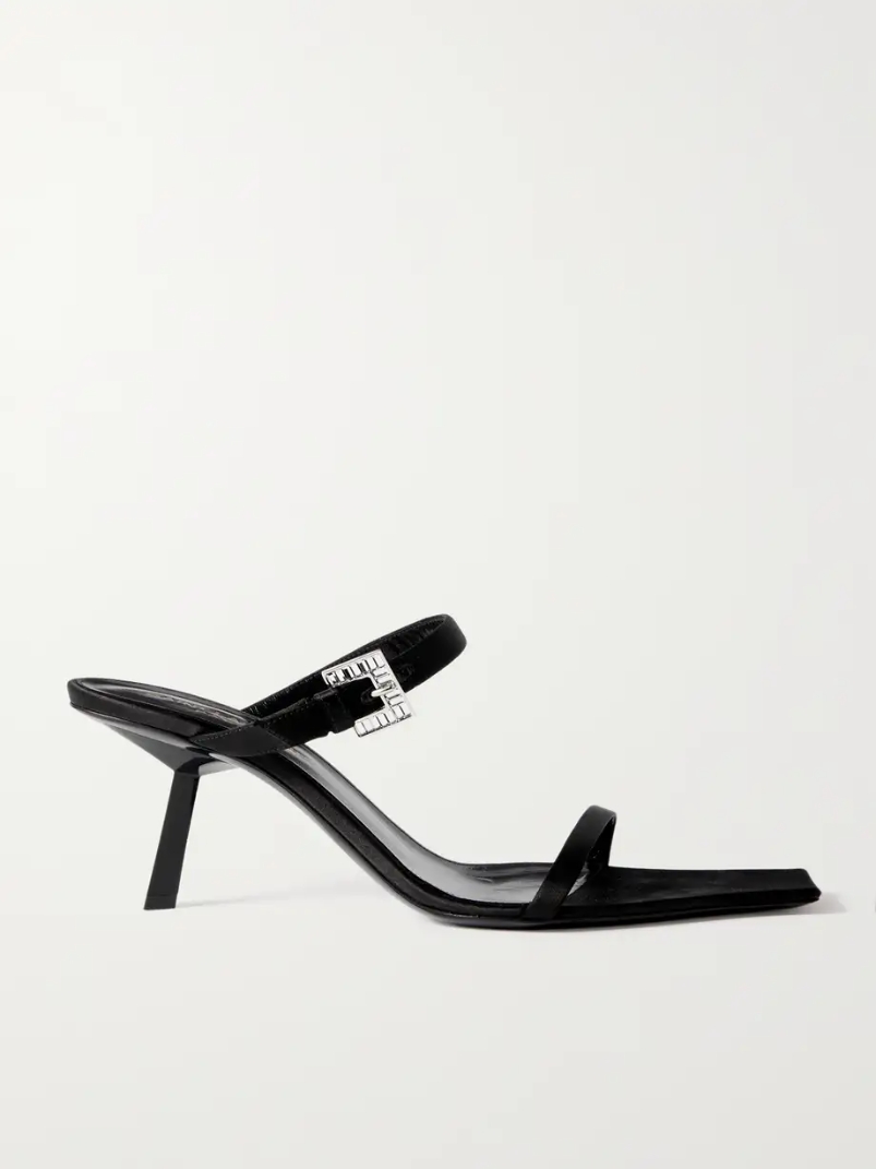Hope crystal-embellished satin-crepe mules Hope crystal-embellished satin-crepe mules