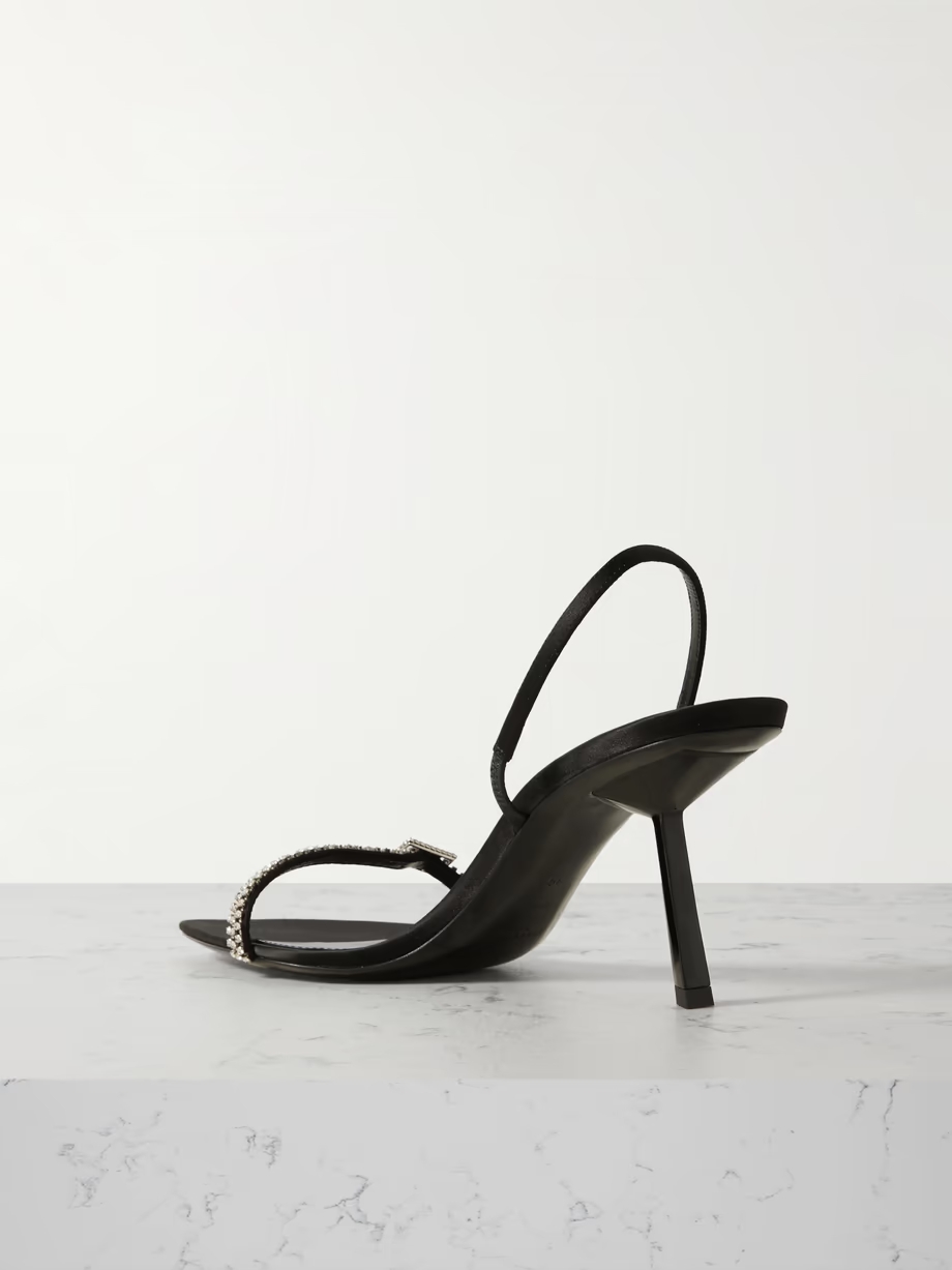 Rendez-Vous crystal-embellished satin slingback sandals Rendez-Vous crystal-embellished satin slingback sandals