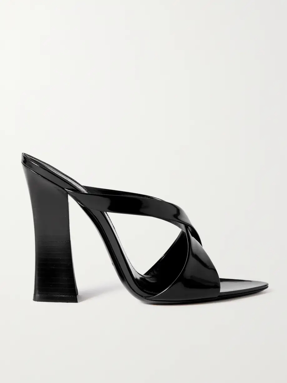 Eva glossed-leather mules Eva glossed-leather mules