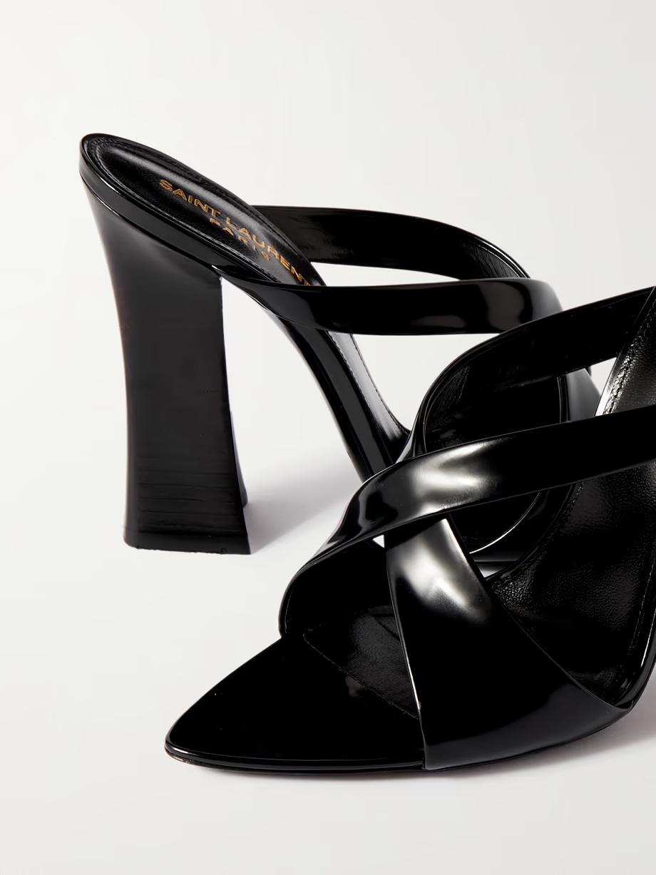 Eva glossed-leather mules Eva glossed-leather mules