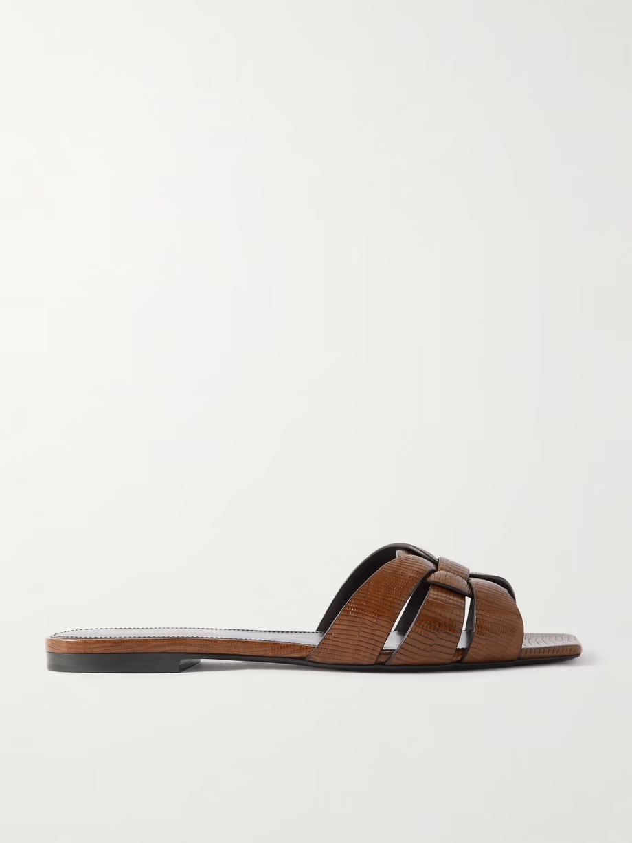 Tribute lizard-effect leather slides Tribute lizard-effect leather slides