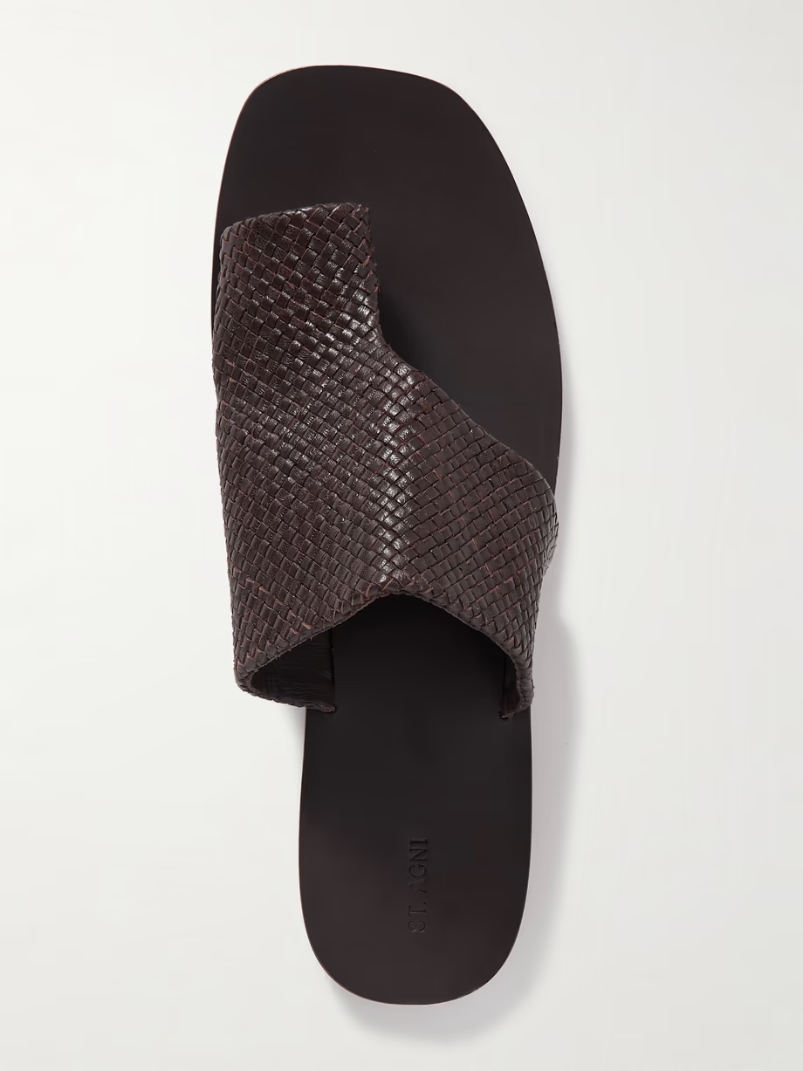 Asymmetric woven leather slides Asymmetric woven leather slides