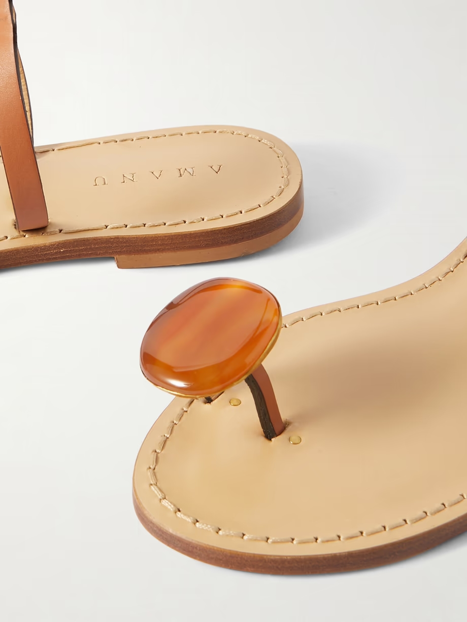 The Kigali agate-embellished leather sandals The Kigali agate-embellished leather sandals