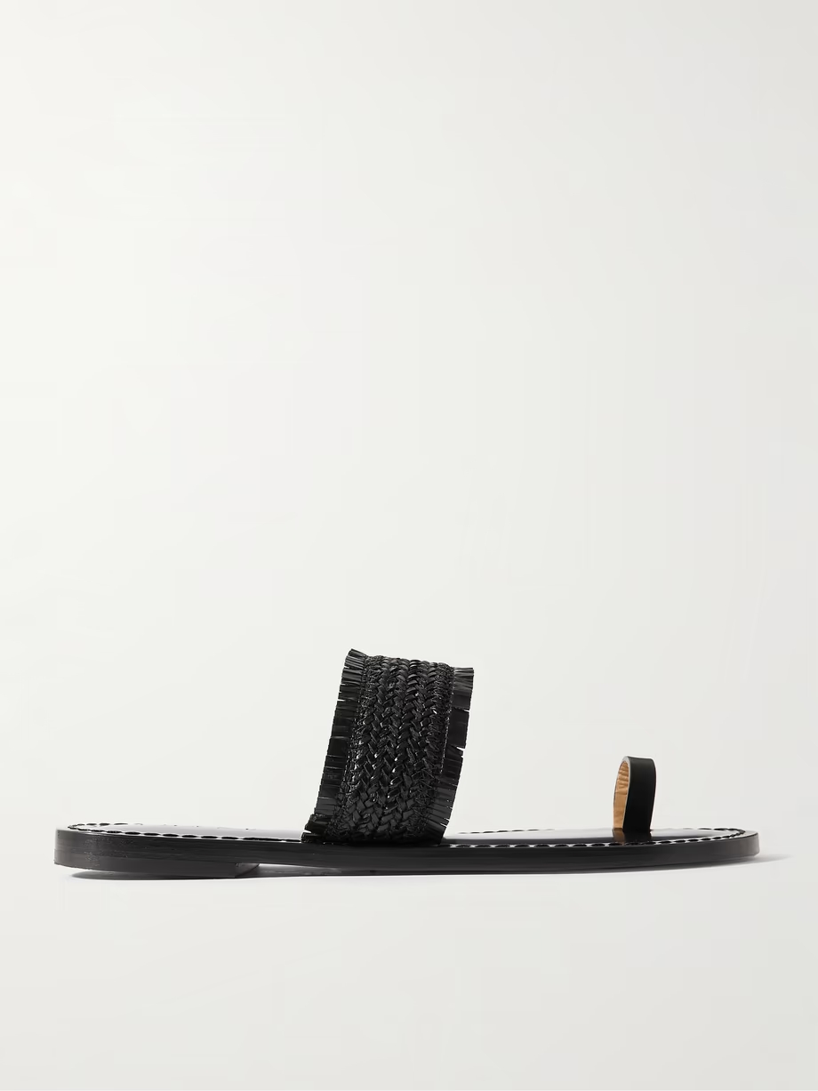 The Shela fringed braided leather slides The Shela fringed braided leather slides