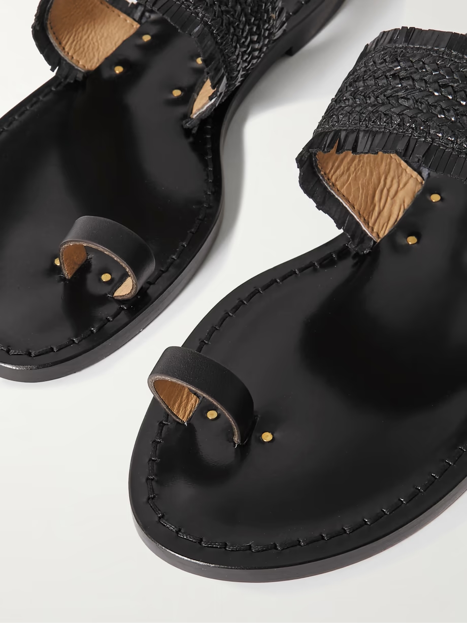 The Shela fringed braided leather slides The Shela fringed braided leather slides