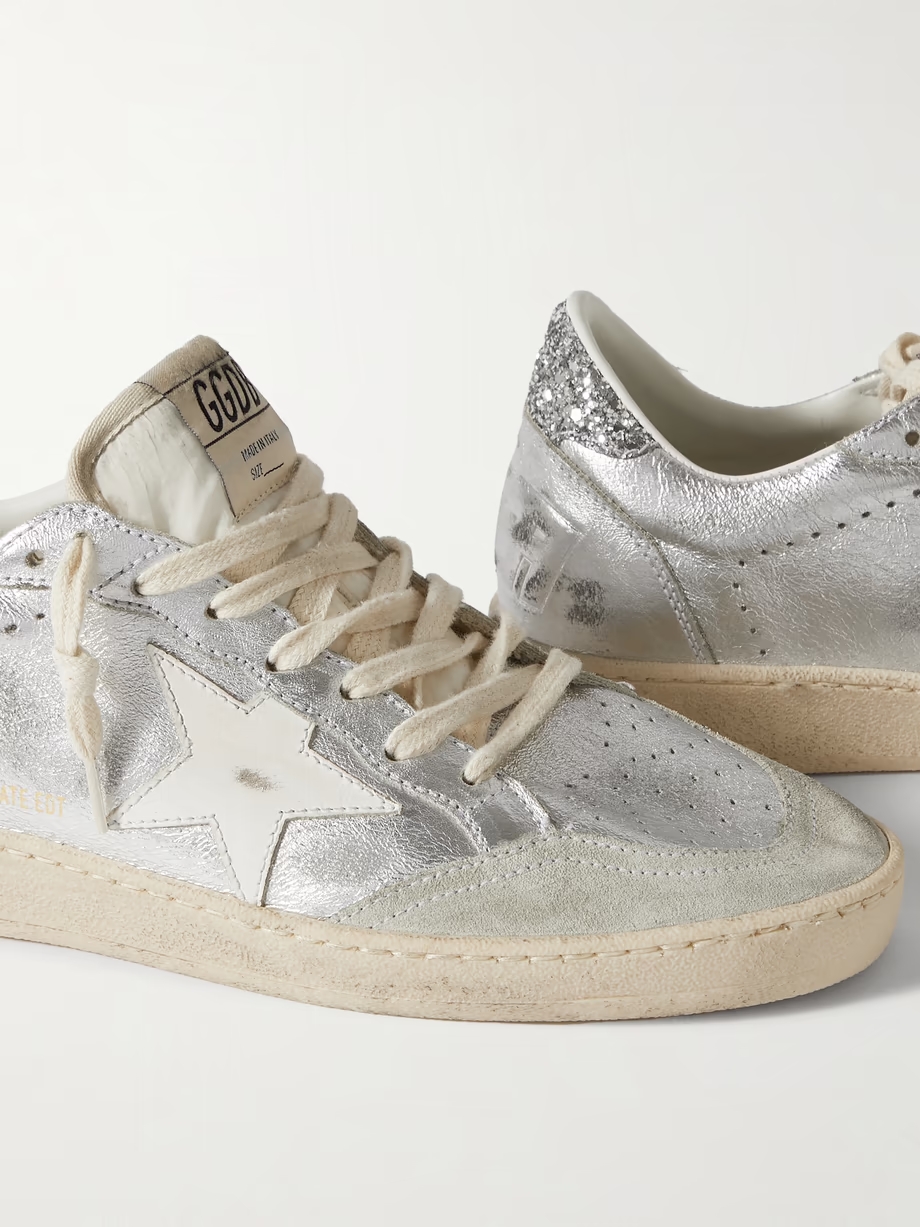 Ballstar glittered distressed metallic leather sneakers Ballstar glittered distressed metallic leather sneakers