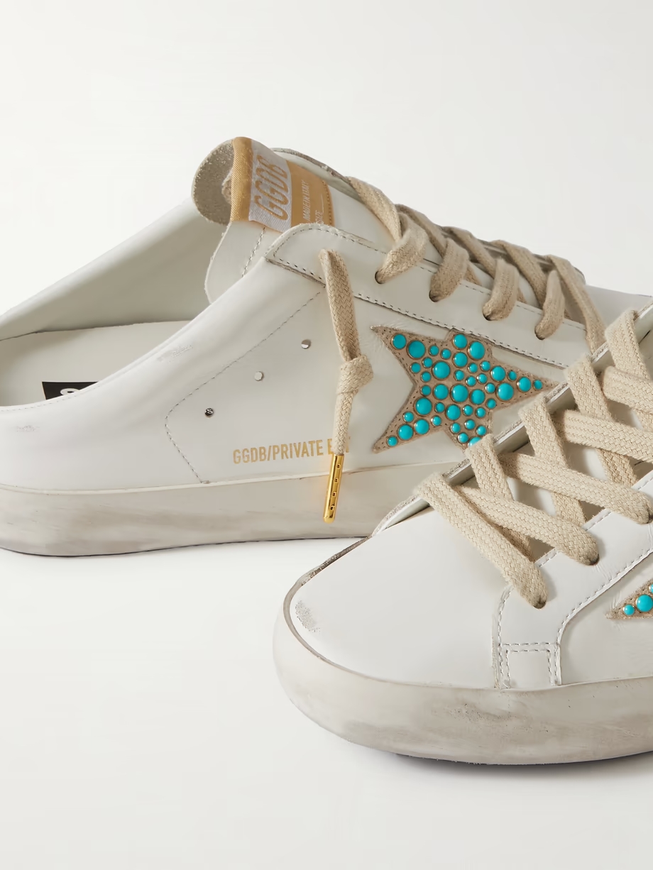 Super-Star Sabot distressed embellished leather slip-on sneakers Super-Star Sabot distressed embellished leather slip-on sneakers