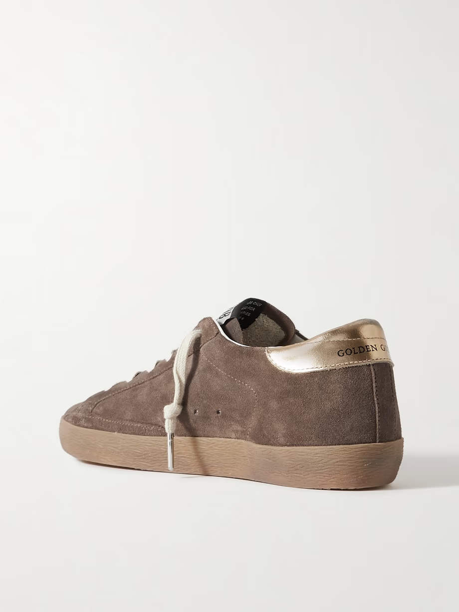 Super-Star distressed leather-trimmed suede sneakers Super-Star distressed leather-trimmed suede sneakers