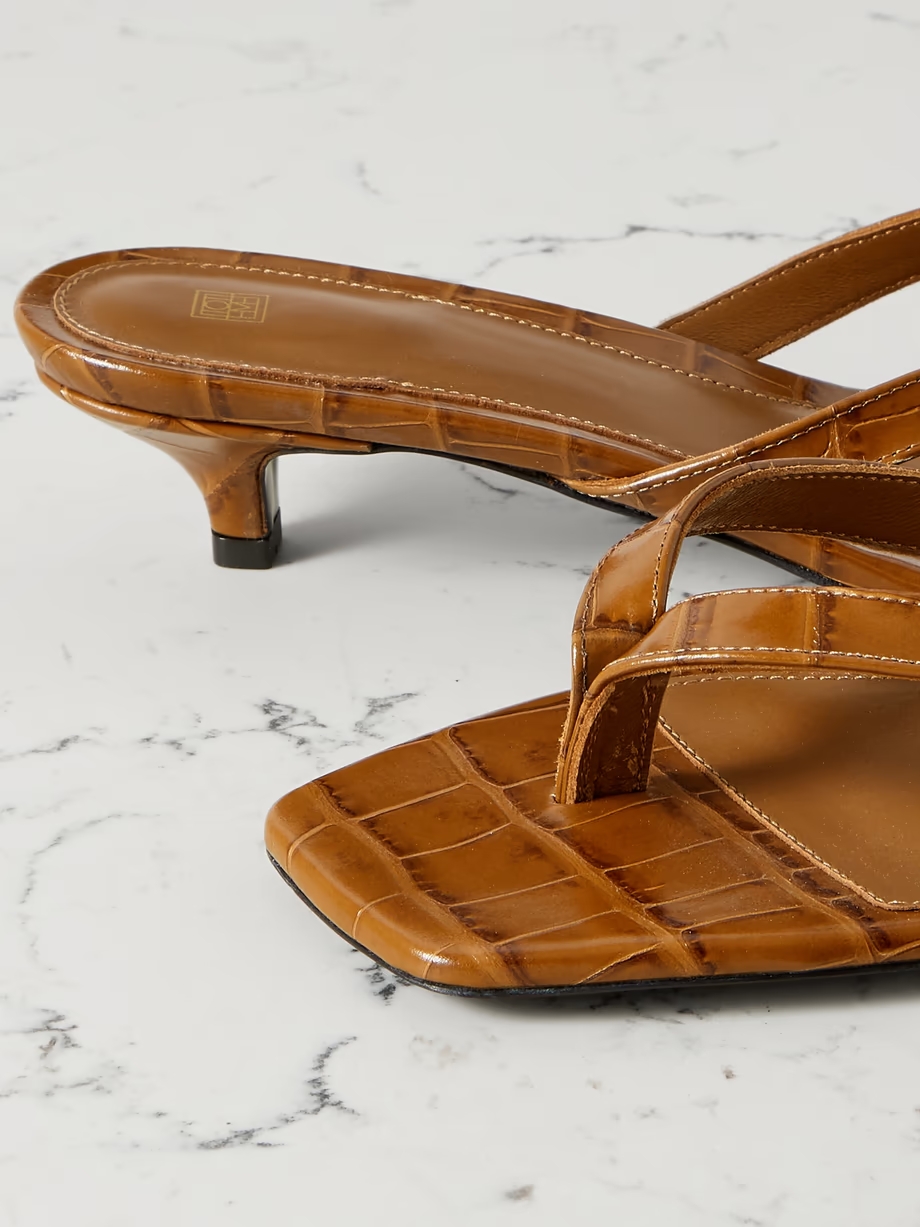 Croc-effect leather sandals Croc-effect leather sandals