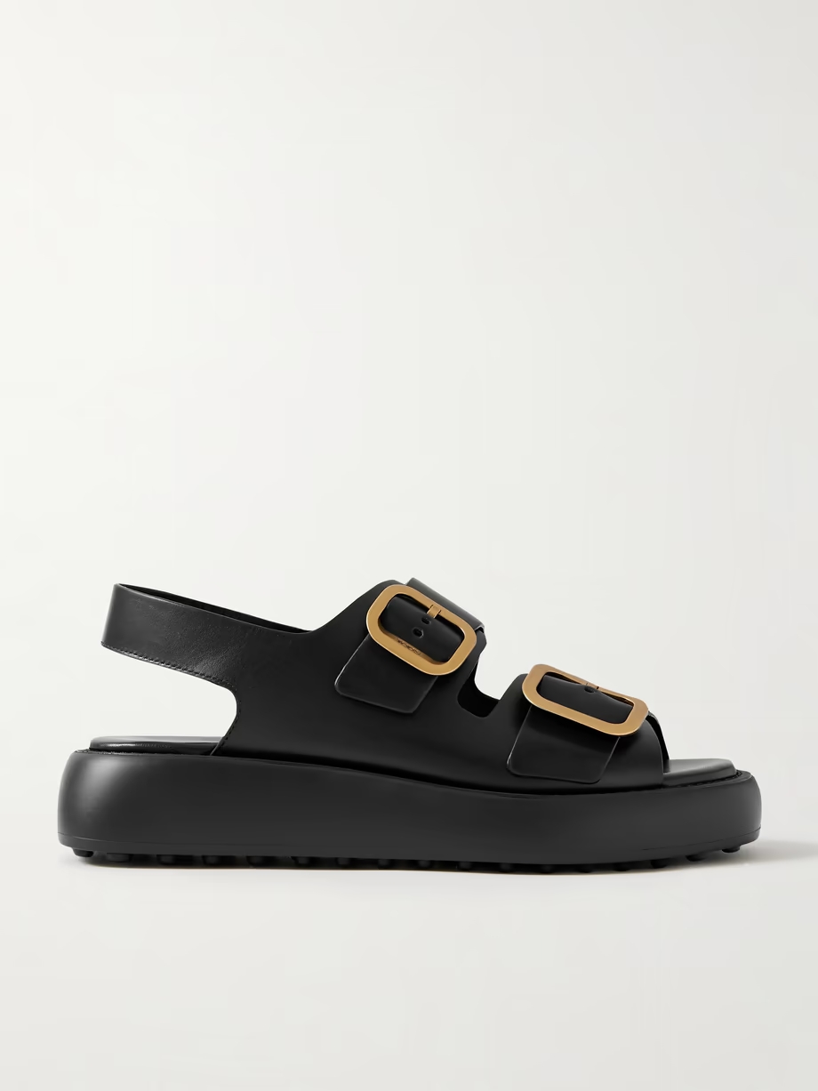 Gomma buckled leather platform sandals Gomma buckled leather platform sandals