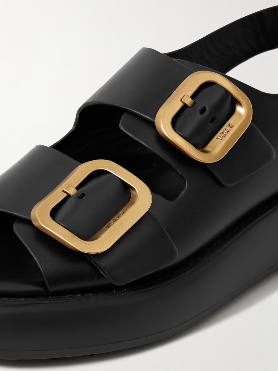 Gomma buckled leather platform sandals Gomma buckled leather platform sandals