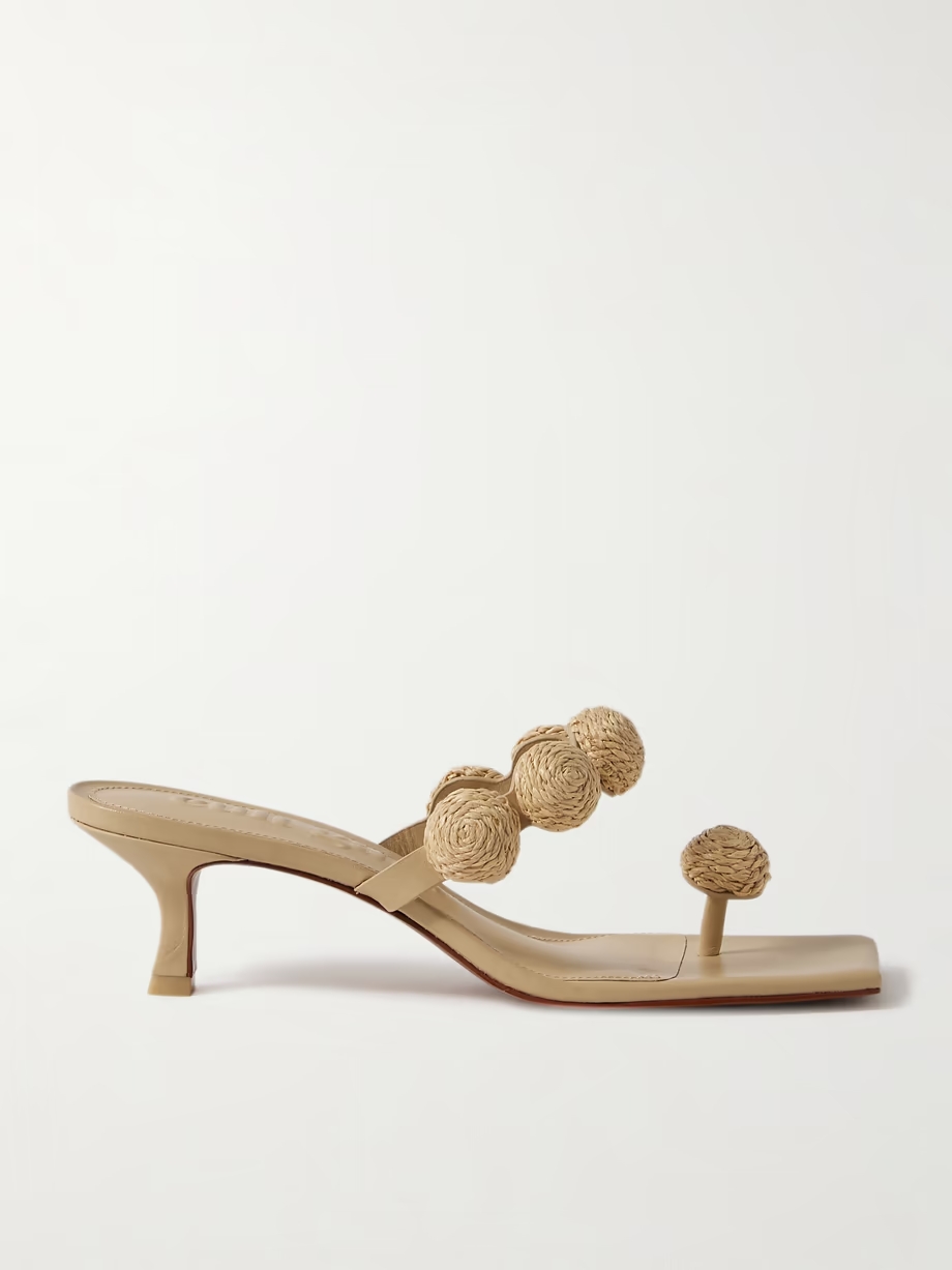 Sarina embellished raffia and leather sandals Sarina embellished raffia and leather sandals