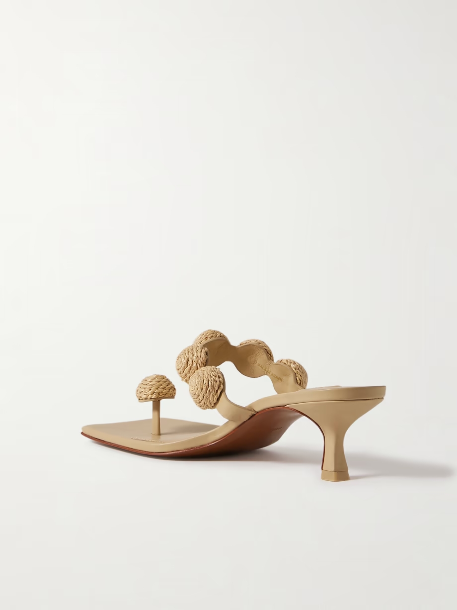 Sarina embellished raffia and leather sandals Sarina embellished raffia and leather sandals