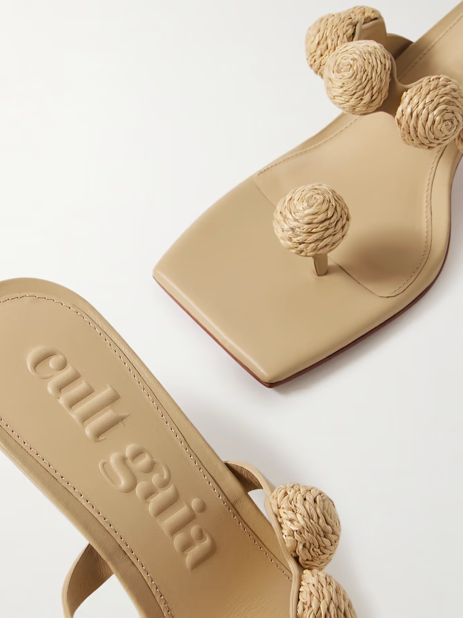 Sarina embellished raffia and leather sandals Sarina embellished raffia and leather sandals