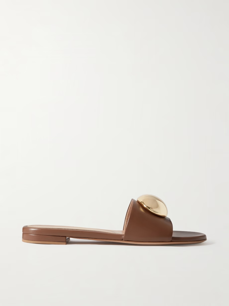Embellished leather slides Embellished leather slides