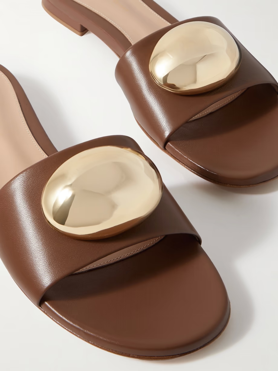 Embellished leather slides Embellished leather slides