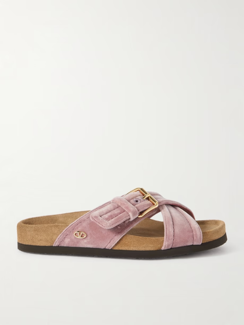 Buckled velvet slides Buckled velvet slides