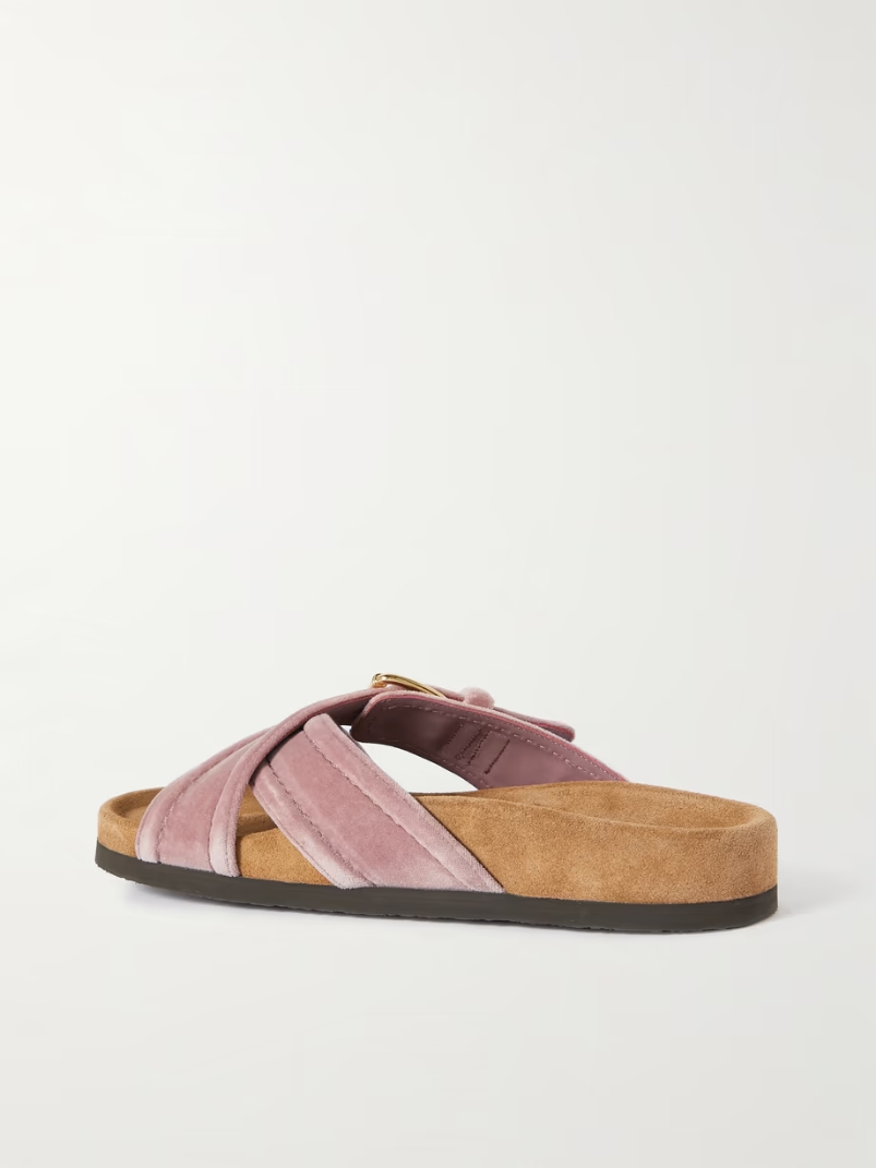 Buckled velvet slides Buckled velvet slides
